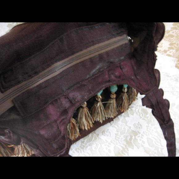 Fringed Boho Bag Dark Brown Tassled Bag, Hippie Bohemian Clothing - Picture 8 of 8